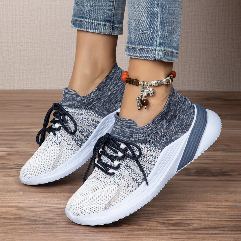 New Lace-up Sports Shoes Women Color-matching Breathable Mesh Shoes Running Walking Casual Sneakers