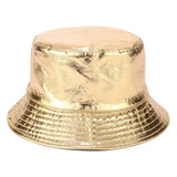 2024 Gold and Silver Leather Harajuku Reversible Bucket Hat for Men & Women