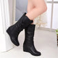 Winter Warm Fur Boots Womens Boots High Heels Side Zipper Female Shoes Black