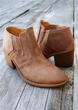 2023 Winter New Fashion Solid Round Toe Heeled Boots Solid Color Warm Comfortable