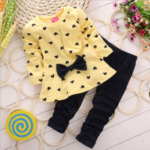 New Fashion Girls Bow Dress Tops Leggings Casual Outfit
