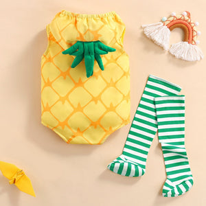 Toddler Clothes Avocado Fruit Costume Pineapple Romper Baby Boy /Girl Striped Socks Cosplay Costume