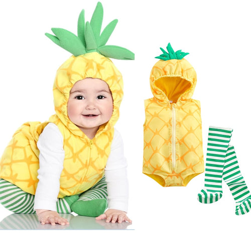 Toddler Clothes Avocado Fruit Costume Pineapple Romper Baby Boy /Girl Striped Socks Cosplay Costume